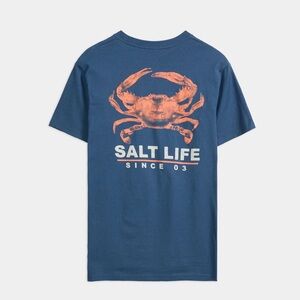 Salt Life Blue Tee with Orange Crab Design